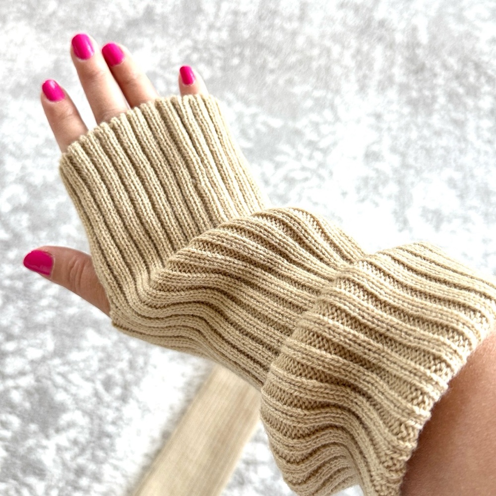 Tan Chunky Knit Arm Warmers